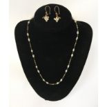 14CT GOLD MARGERITA PEARL NECKLACE & MATCHING EARRINGS