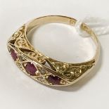 18CT GOLD RUBY & DIAMOND RING - SIZE L