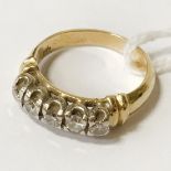 18CT GOLD 5 DIAMOND RING - SIZE K