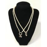 TWO PEARL NECKLACE WITH SILVER CHARMS