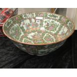 LARGE CHINESE BOWL - A.F - PROFESSIONAL REPAIR TO BASE