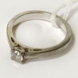 18CT WHITE GOLD SOLITAIRE DIAMOND RING - SIZE O