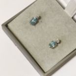 14CT GOLD TOPAZ & DIAMOND STUDS