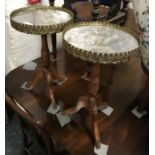 PAIR OF MARBLE TOP PEDESTAL TABLES