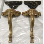 PAIR OF GILT & MARBLE STANDS