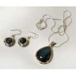 STERLING SILVER LABRADORITE PENDANT & EARRINGS