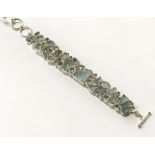 SILVER, AQUAMARINE, BLUE TOPAZ BRACELET - 20 CM TOTAL LENGTH