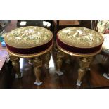 PAIR OF TAPESTRY STOOLS A.F
