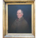 EARLY 19THC OIL ON CANVAS - PORTRAIT WITH HEAVY COAT -61CM X 73CM - HAS BEEN RELINED, IN PRESENTABLE