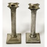 PAIR OF HM SILVER CORINTHIAN COLUMN CANDLESTICKS - 24 CMS (H)