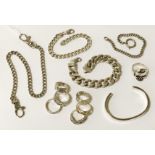 COLLECTION OF SILVER JEWELLERY - 9 OZS