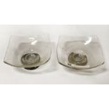 PAIR STERLING SILVER & GLASS DISHES