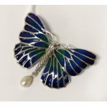 STERLING SILVER PEARL BUTTERFLY BROOCH