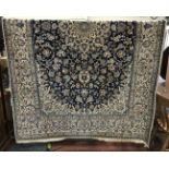 BLUE PART SILK PERSIAN NAIN CARPET