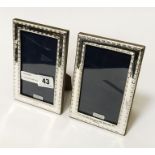 PAIR HM SILVER PHOTOS FRAMES - 15 CMS (H) X 10 CM (W)