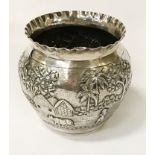 ORIENTAL SILVER BOWL 6 OZS - 9 CMS (H) X 10 CMS (W)