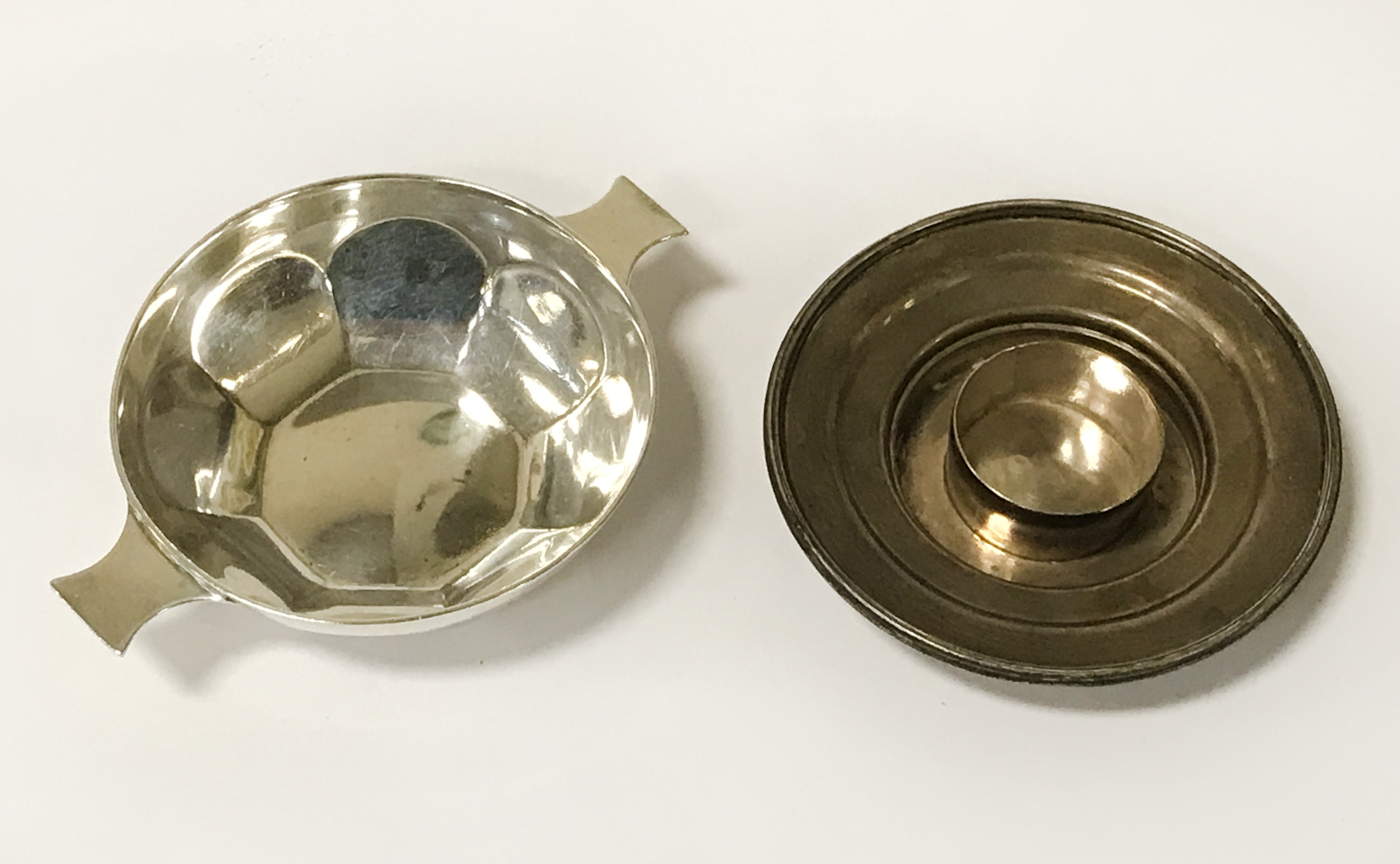 GEORGIAN SILVER CANDLE HOLDER & A SILVER PORRINGER - 5.2 OZS