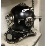 BLACK & CHROME DIVERS HELMET - 43 CMS (H)