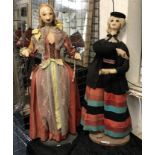 TWO VICTORIAN SHOP DISPLAY DOLLS - 104 CMS AND 100 CMS (H)
