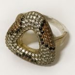 STERLING SILVER CRYSTAL BLING RING - SIZE O