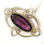 CHARLES HORNER CHESTER SILVER & AMETHYST BROOCH CIRCA 1906 - ART NOUVEAU