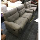 SCS PEPPE 3 SEATER & 2 SEATER SOFAS RECLINERS IN GREY / BISON FABRIC
