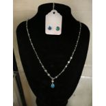 STERLING SILVER TOPAZ NECKLACE WITH OPAL EARRINGS