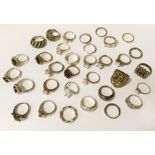 QTY MOSTLY SILVER RINGS WITH SOME GEMSTONES