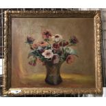 PHELAN GIBB SIGNED OIL ON BOARD - STILL LIFE FLOWERS - INNER FRAME 65CM X 55CM GOOD OVERALL