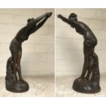 SIGNED ART DECO BRONZE SWIMMER BY ADOARDO TABACCHI - 37 CMS HEIGHT