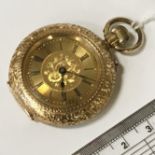 14CT GOLD CASED POCKET WATCH - WORKING BUT NEEDS A SERVICE