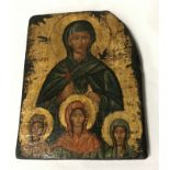 19TH CENTURY RELIGIOUS ICON PLAQUE HAND PAINTED - 25 X 32 CMS