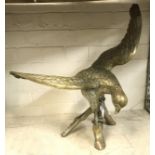 LARGE BRASS EAGLE ON BRANCH - 53CMS (H)