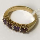 18CT GOLD DIAMOND & AMETHYST RING - SIZE M