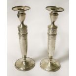 PAIR STERLING SILVER TALL EMBOSSED CANDELSTICKS 25CMS (H)