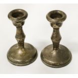 PAIR HM SILVER DWARF CANDLESTICKS 10CMS (H)