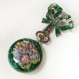 EARLY SILVER & ENAMEL SMALL BROOCH WATCH 25CMS (D)