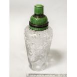 SILVER & ENAMEL COCKTAIL SHAKER - A/F- SOME DAMAGE TO TOP