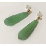 9CT GOLD JADE TEARDROP EARRINGS