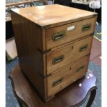 SMALL CAMPAIGN CABINET WITH 3 DRAWERS