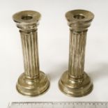 PAIR 925 SILVER COLUMN CANDLESTICKS 20CMS (H)