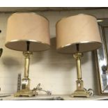 PAIR LARGE BRASS COLUMN TABLE LAMPS