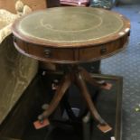 LEATHER TOP DRUM TABLE