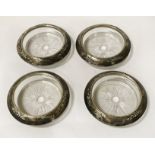 SET 4 STERLING SILVER & GLASS COASTERS