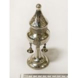 SILVER CEREMONIAL VESSEL WITH BELLS 14CMS (H)