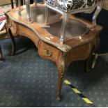 FRENCH INLAID LADIES DESK - BRASS INLAY