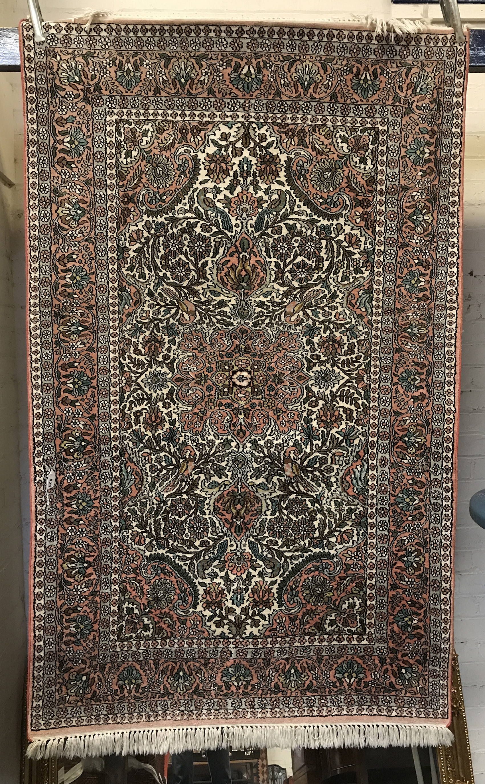 WHITE SILK ORIENTAL RUG