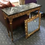 MARBLE TOP HALL TABLE WITH MIRROR