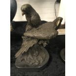 BRONZE PARROTS ON MARBLE BASE 36CMS (H)