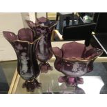 3 MARY GREGORY VASES A/F ON 1 REPAIRED